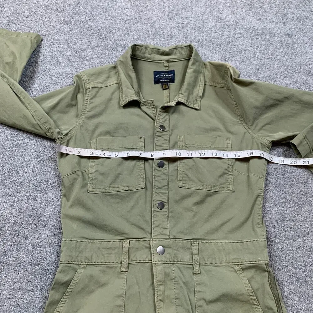Lucky Brand Jumpsuit Women 27 Ivy Canvas Surplus One Piece Utility Collared